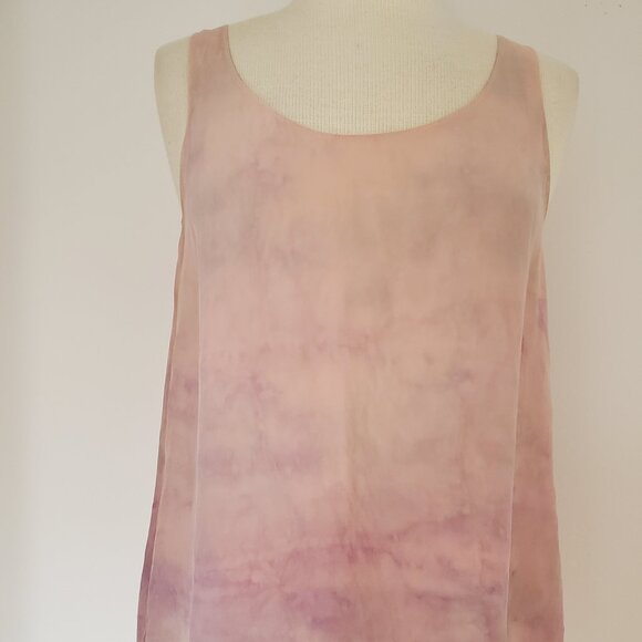 painted Vince Silk Shirt tank top camisole sleeveless 4 6 8 beige pink purple M - Picture 6 of 10